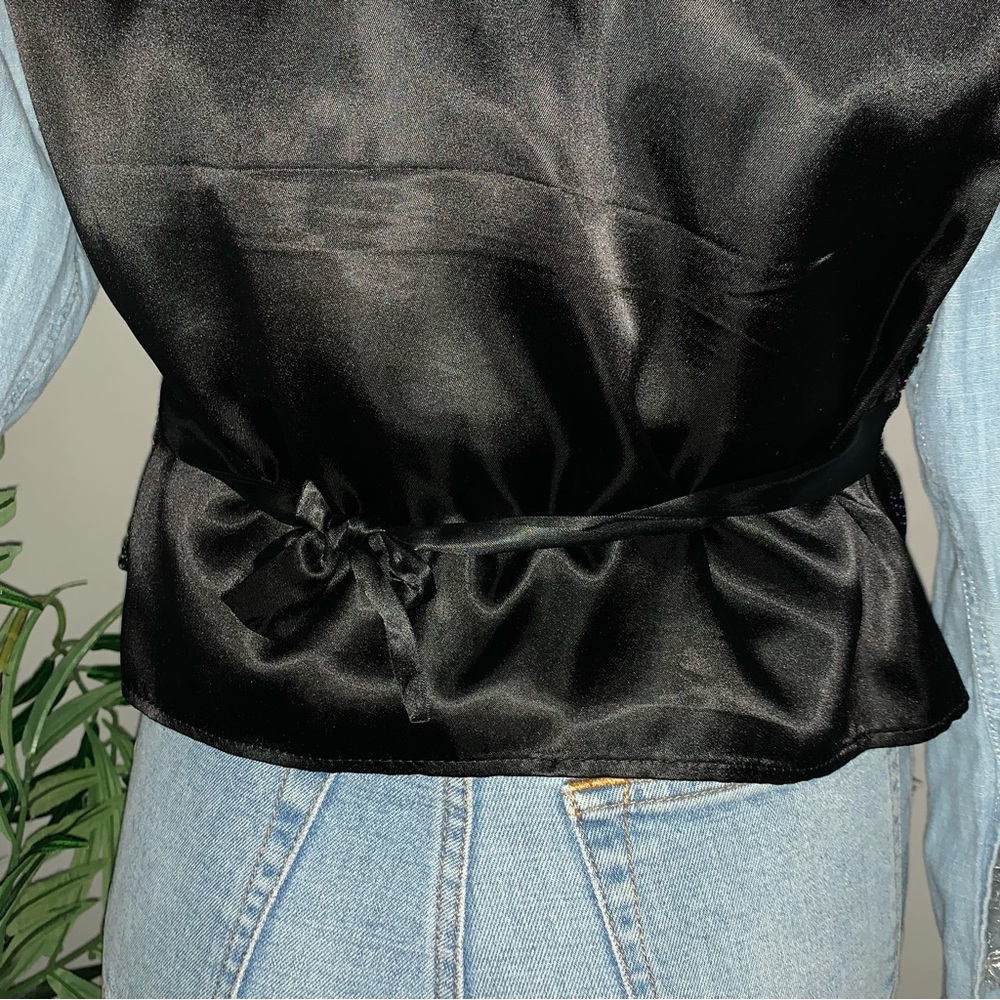 a r t :: Vintage Velvet Satin Funky Embroidered Vest - Picture 9 of 10